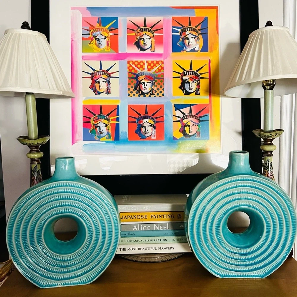 Grand-Scale 16" Rare Turquoise Sculptural Ceramic Vase – Modernist Circle Form - Picture 6 of 14